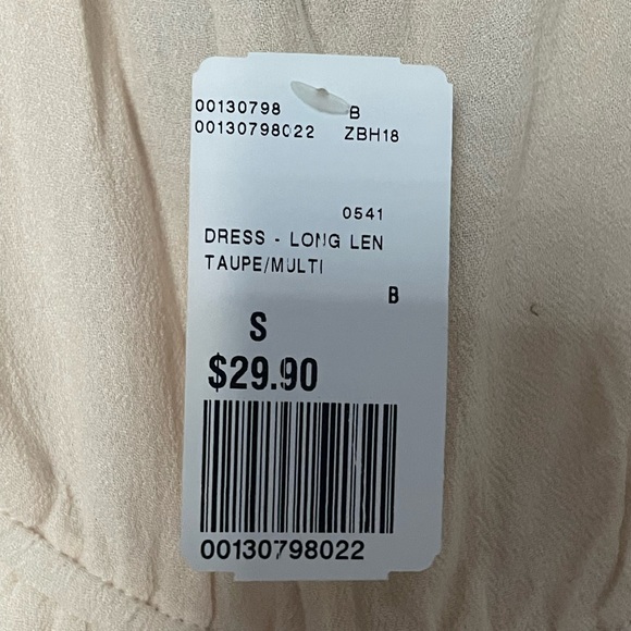 NWT Lightweight Embroidered High Neck Gauzy Taupe Maxi Dress Boho Festival - Picture 4 of 5